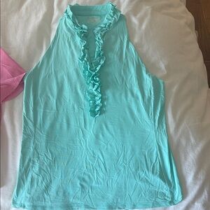 Lilly Pulitzer Women's Aqua Sleeveless lux athletic shirt - large